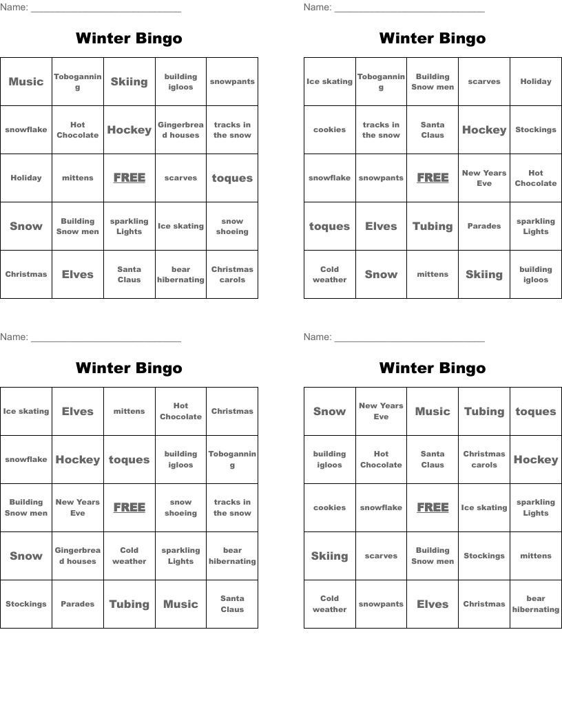 Winter Bingo
