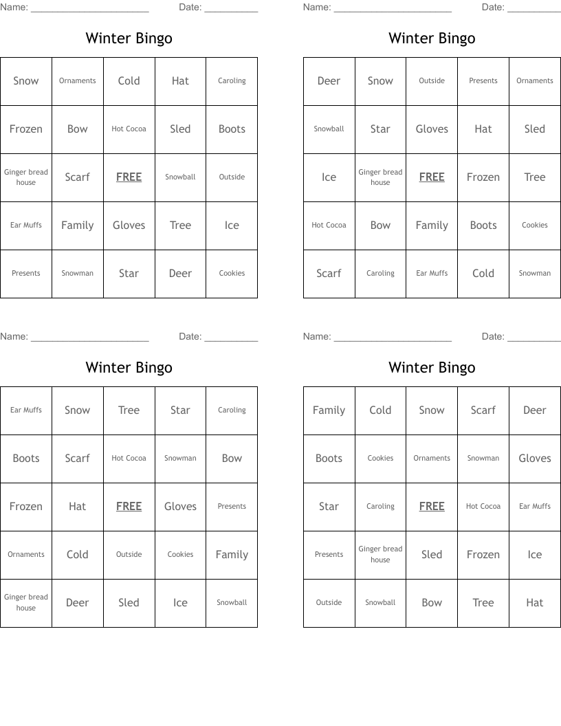 Winter Bingo