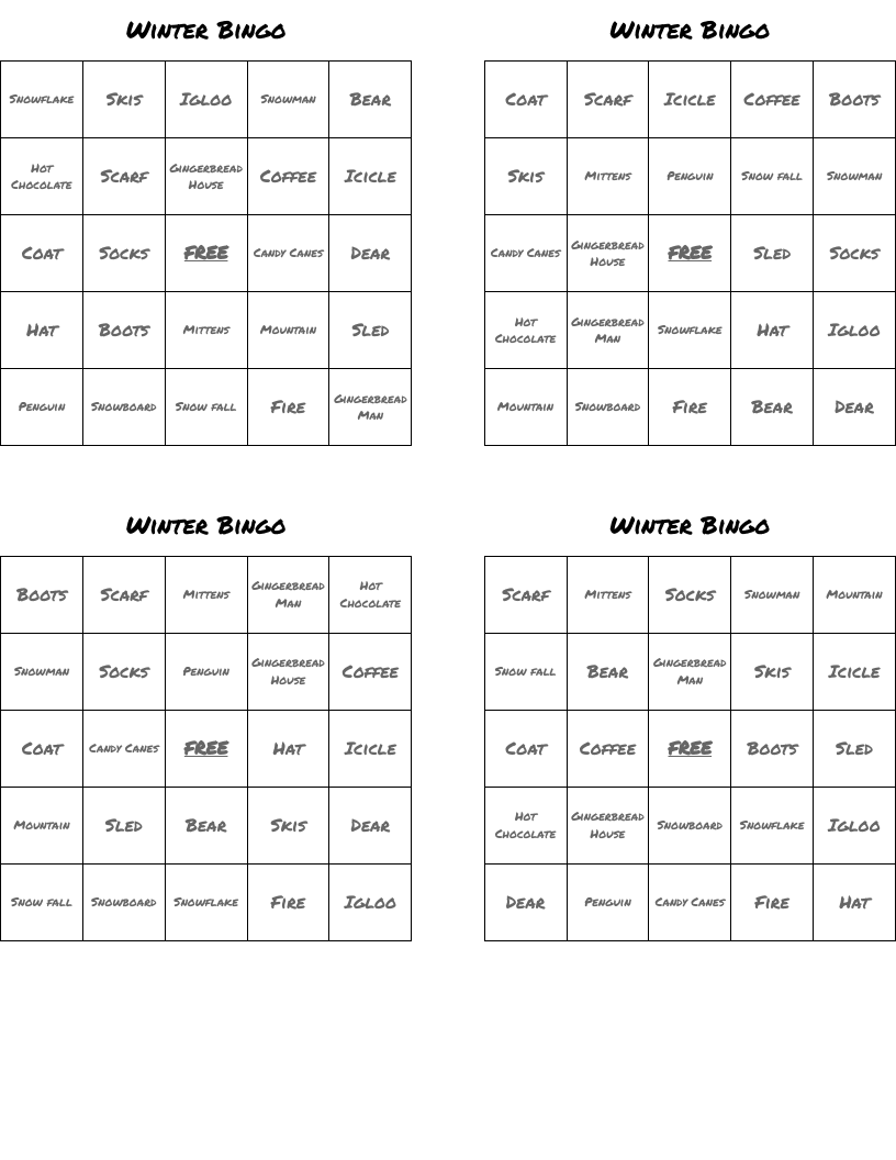 Winter Bingo 