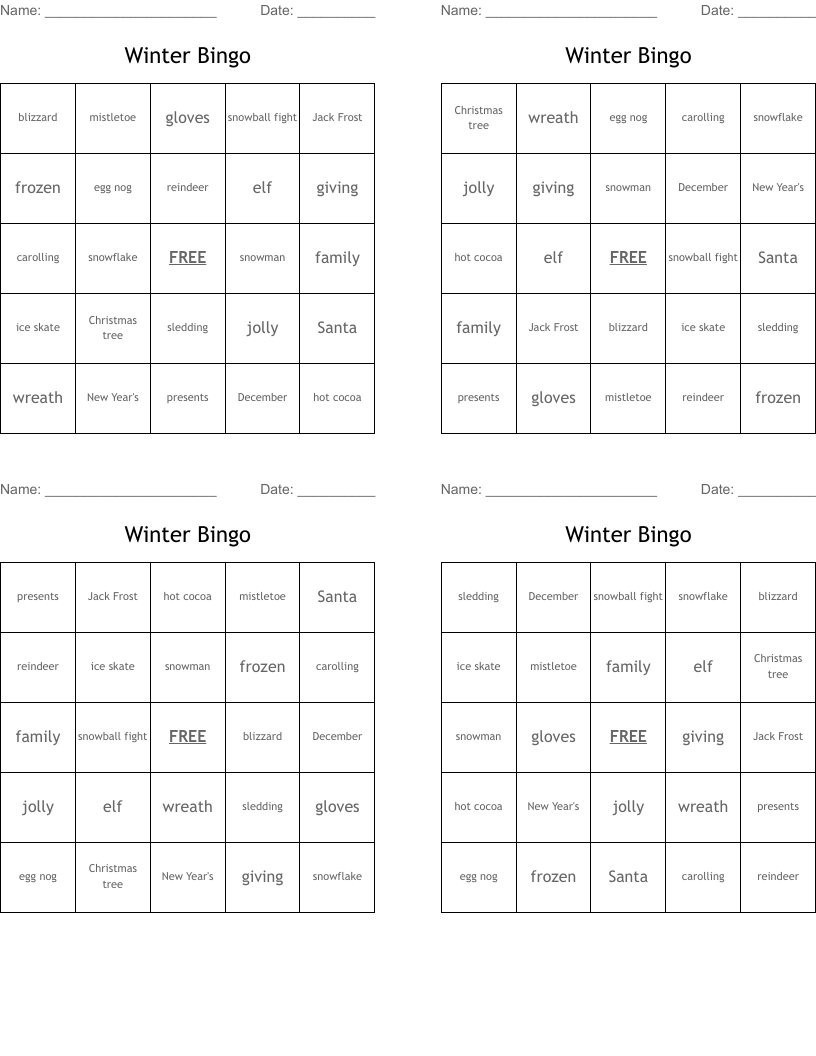 Winter Bingo  