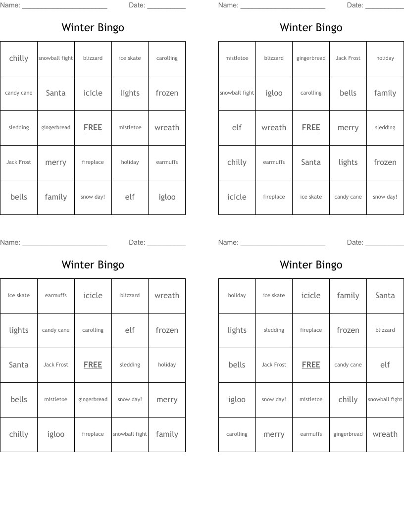 Winter Bingo   