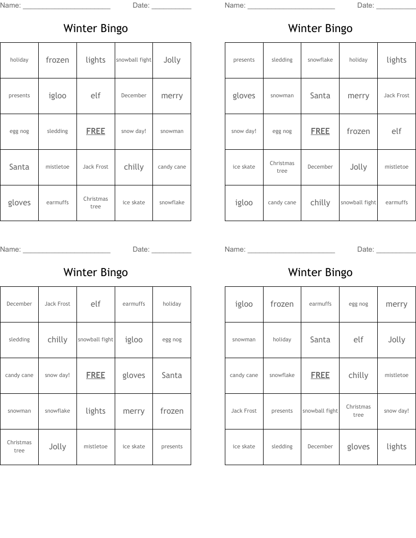 Winter Bingo      