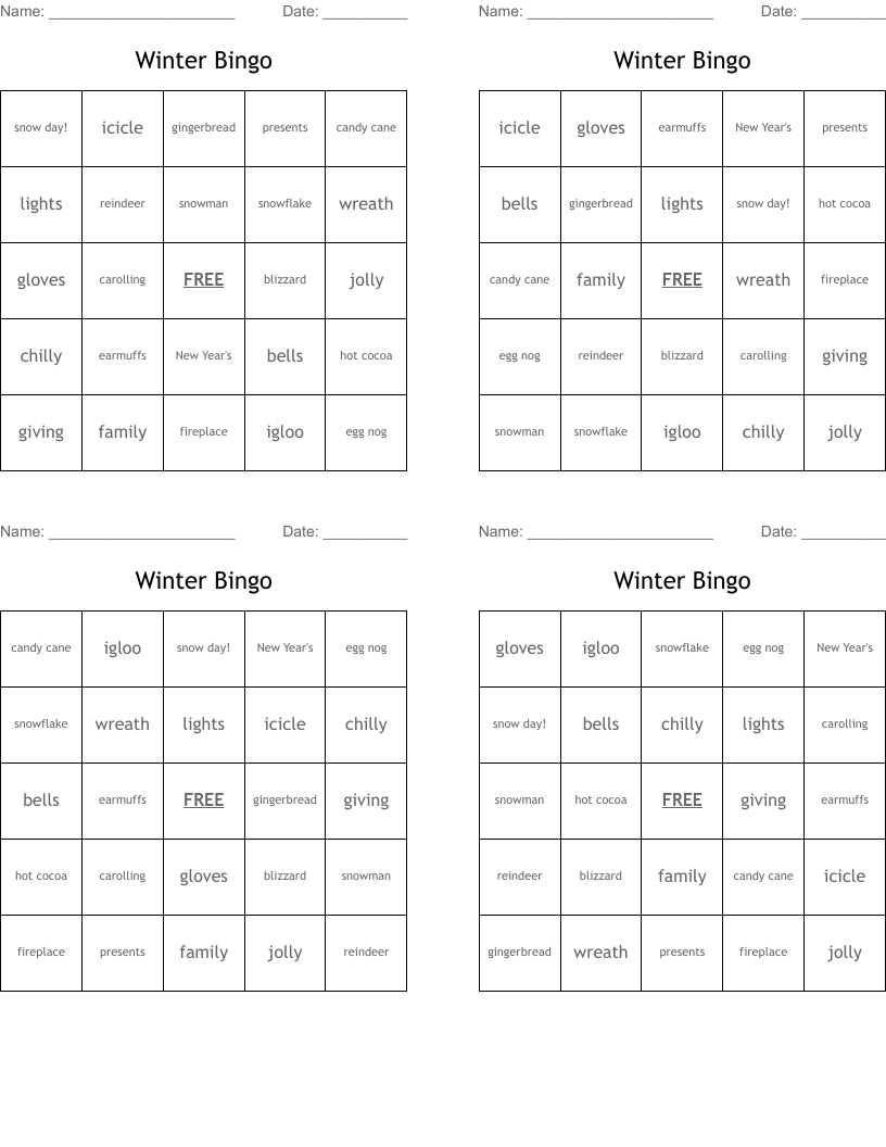 Winter Bingo             