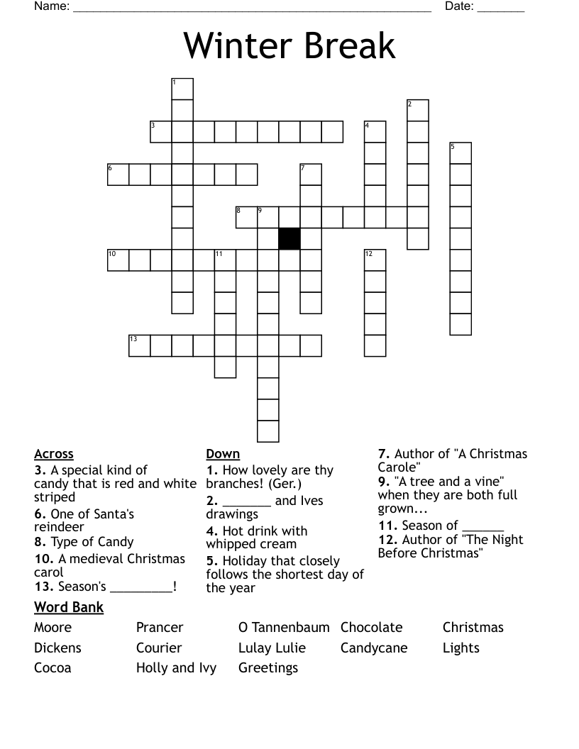 Winter Break Crossword