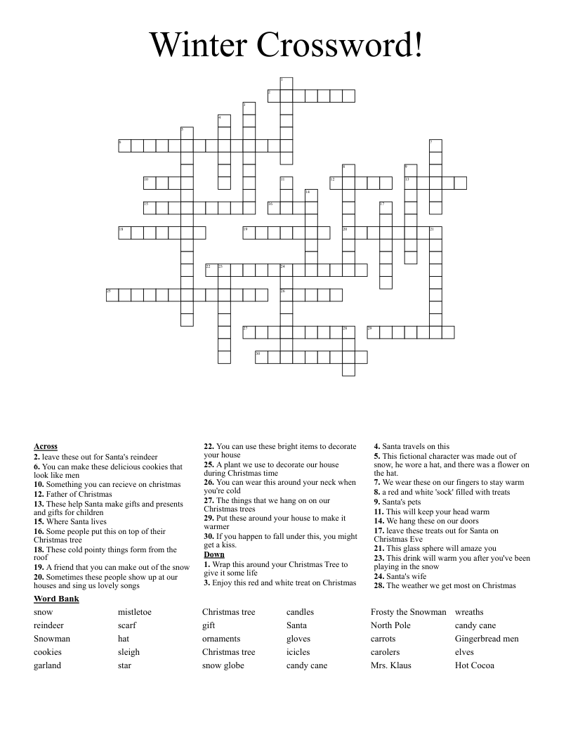 Winter Crossword!