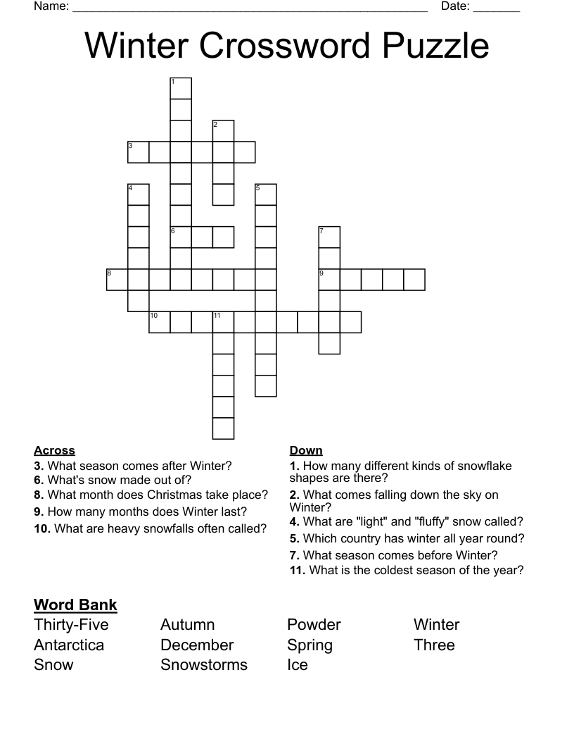 Winter Crossword Puzzle