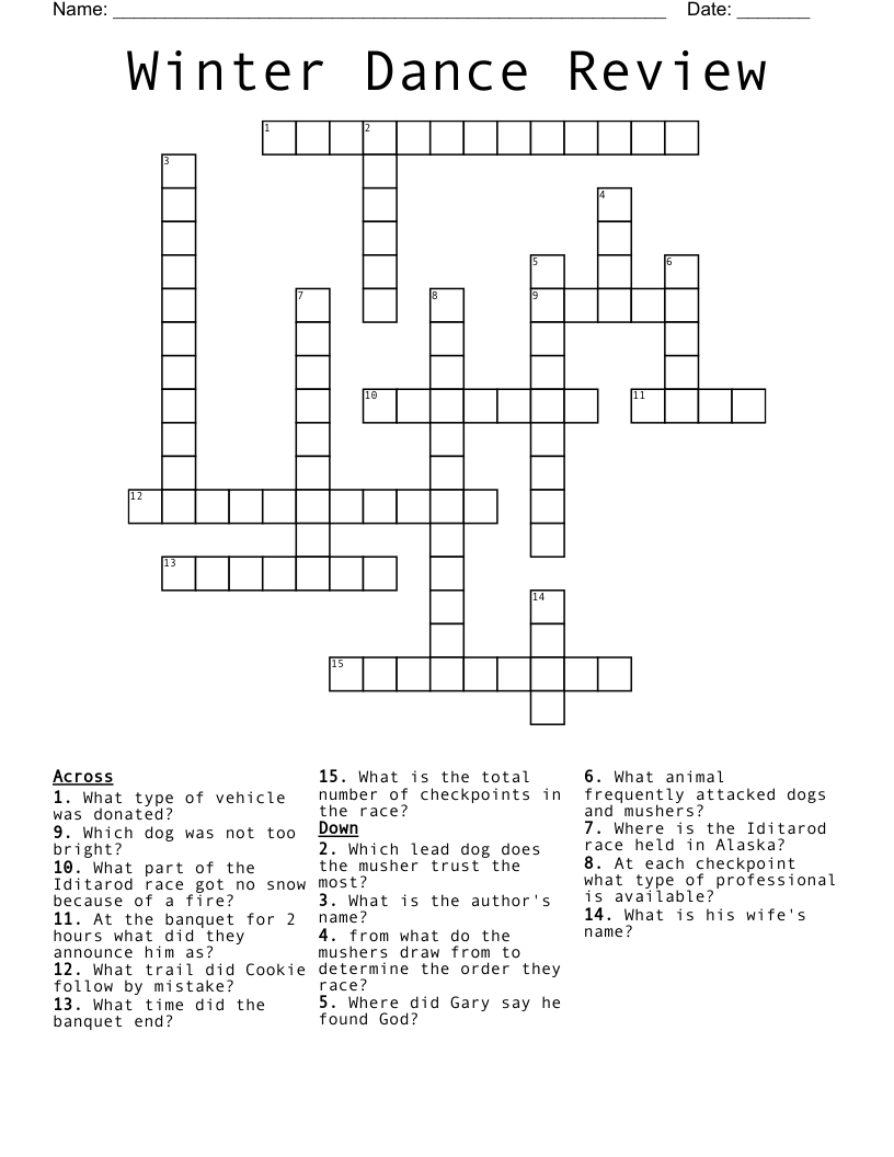 Winter Dance Review Crossword