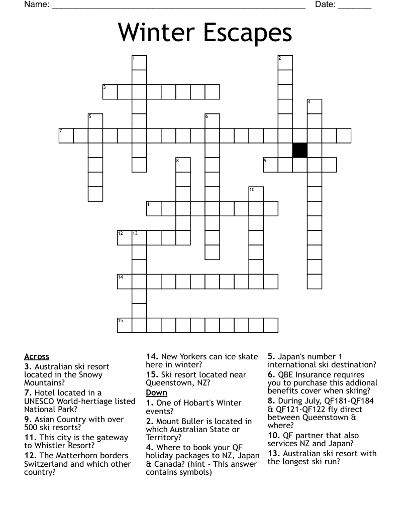 Winter Escapes Crossword