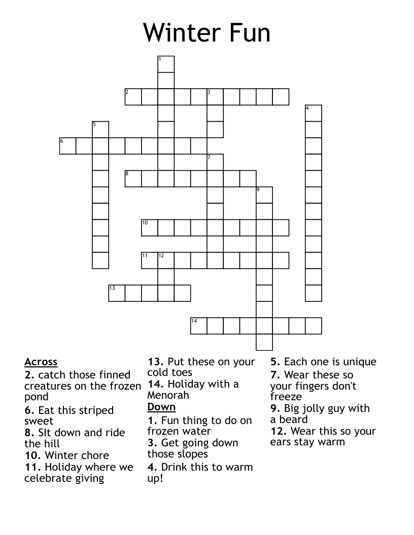 Winter Fun Crossword