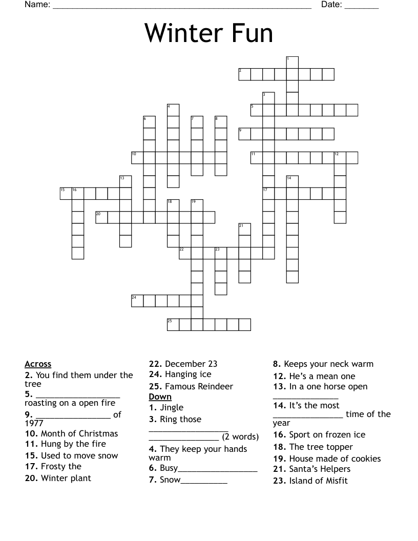 Winter Fun Crossword