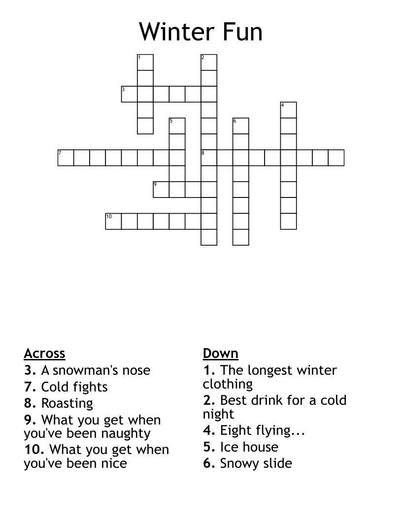 Winter Fun Crossword