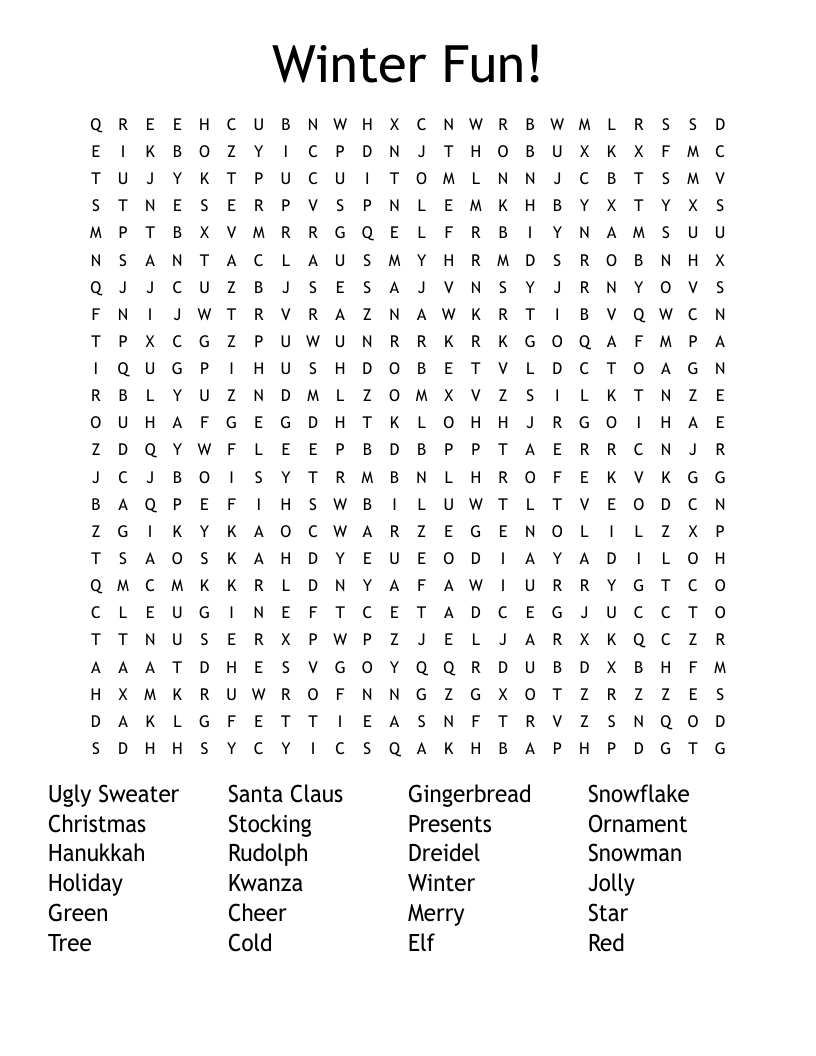 Winter Fun! Word Search