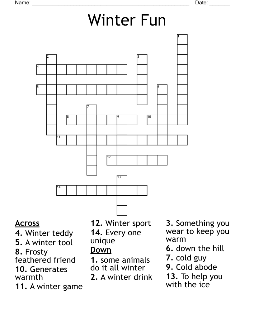 Winter Fun Crossword