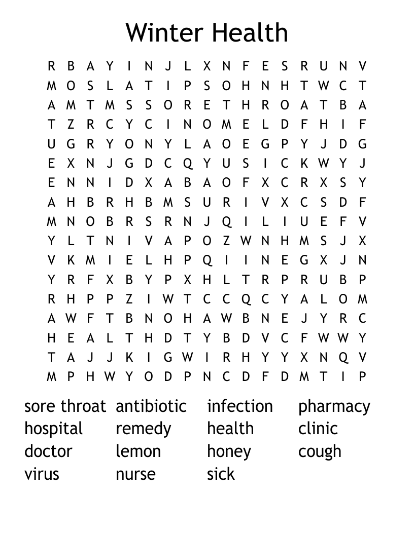 Winter Health Word Search
