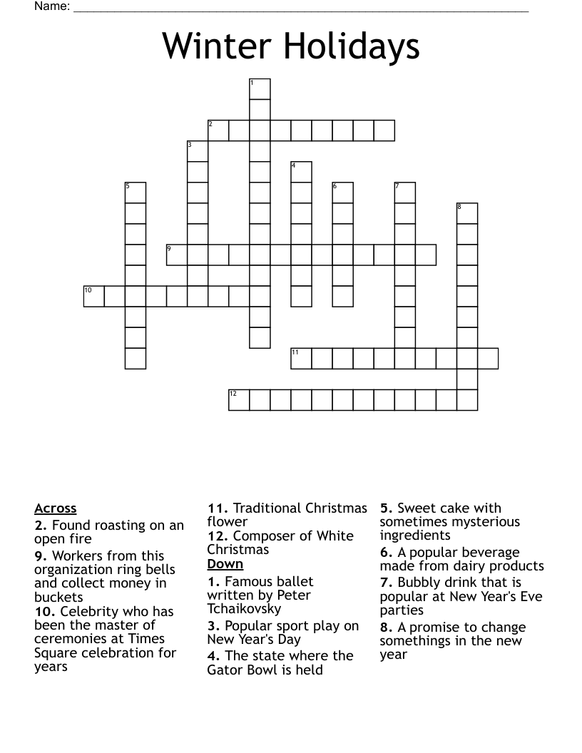 Winter Holidays Crossword
