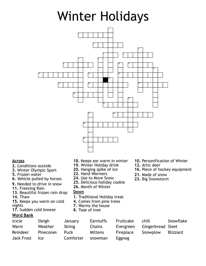 Winter Holidays Crossword