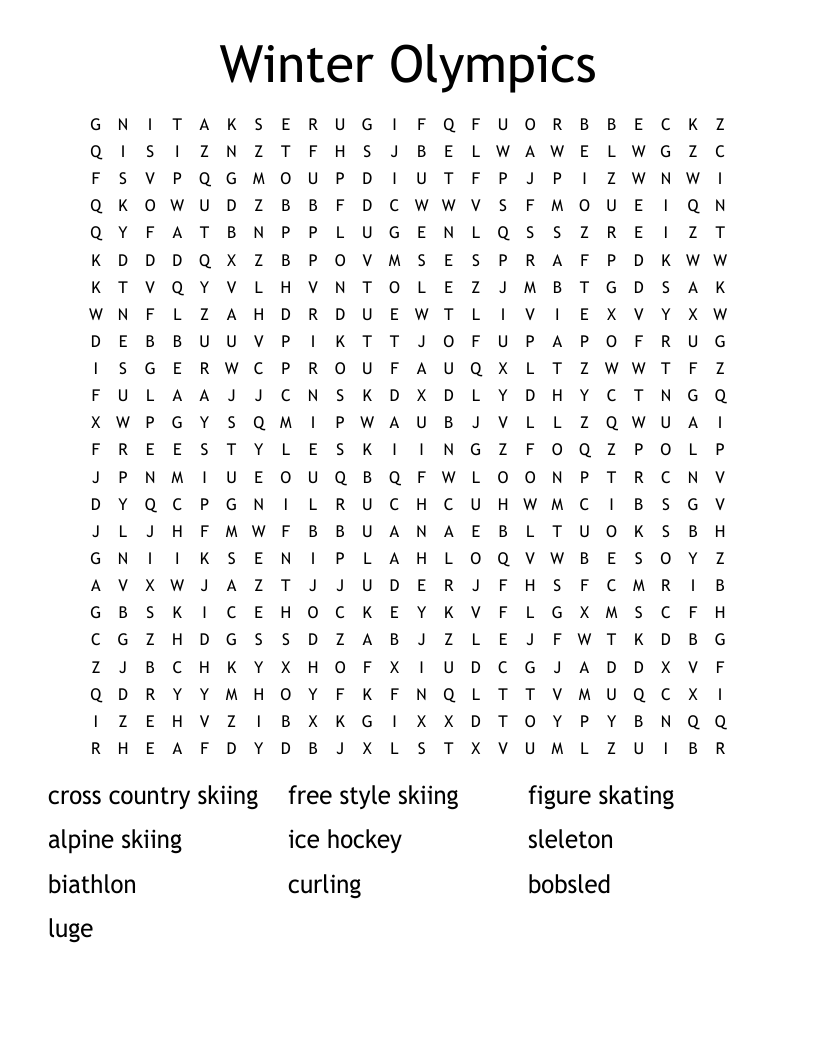 Winter Olympics Word Search