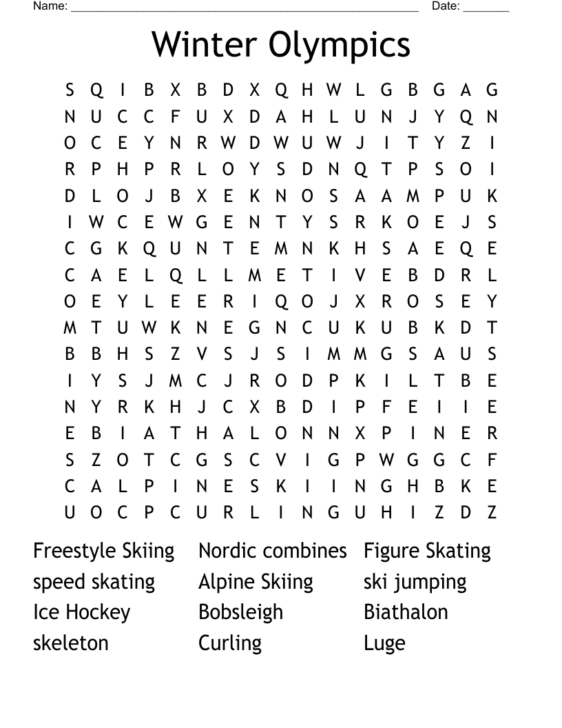 Winter Olympics Word Search