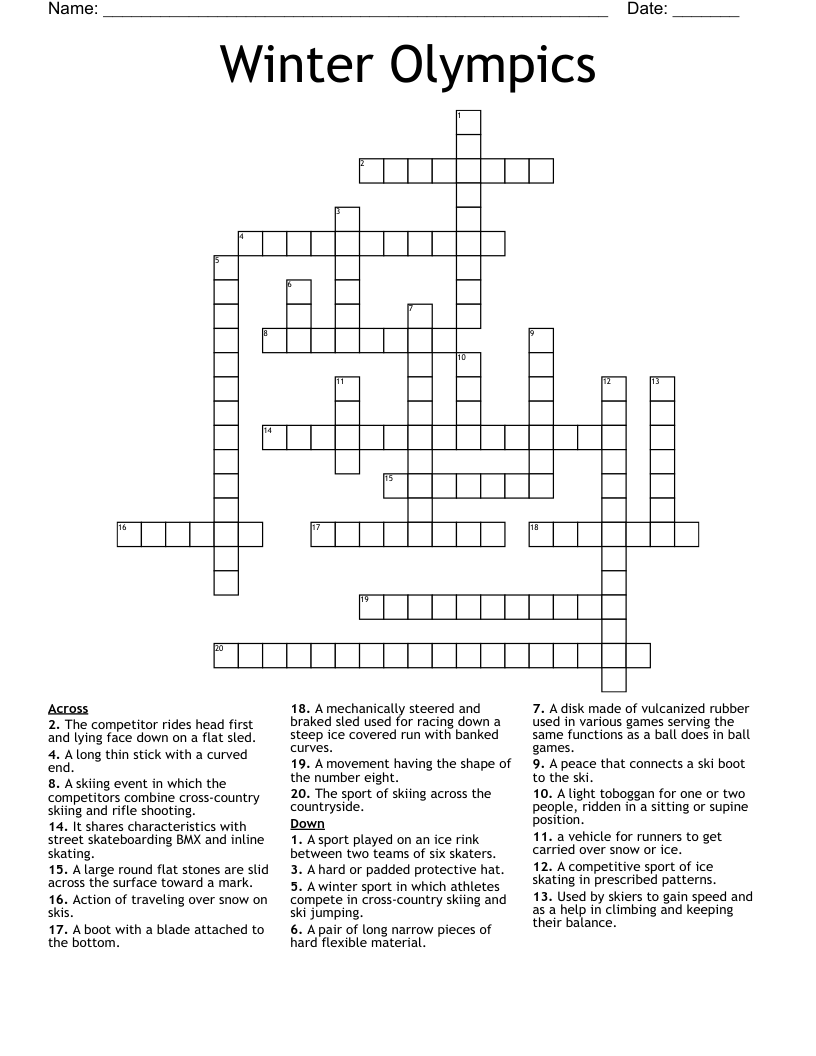 Winter Olympics Crossword