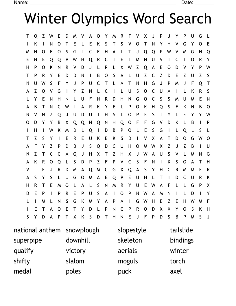 Winter Olympics Word Search