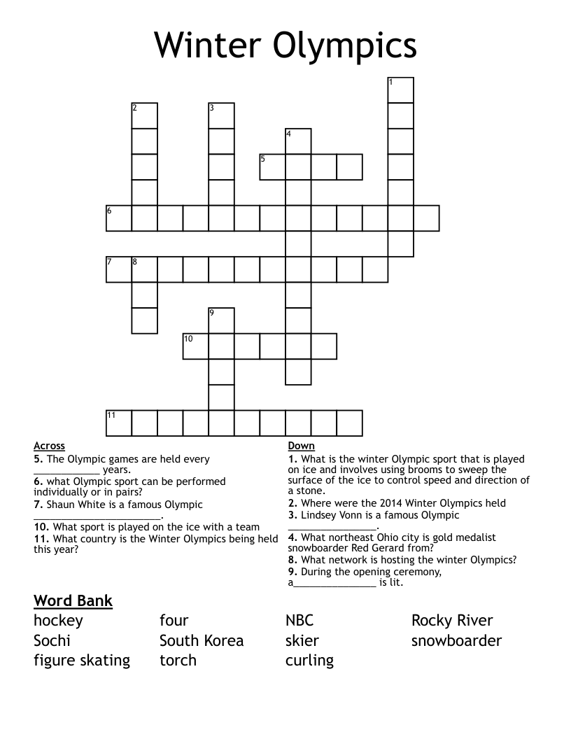 Winter Olympics  Crossword