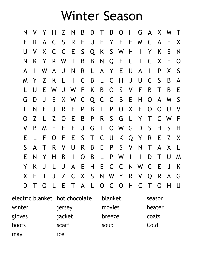 Winter Season Word Search