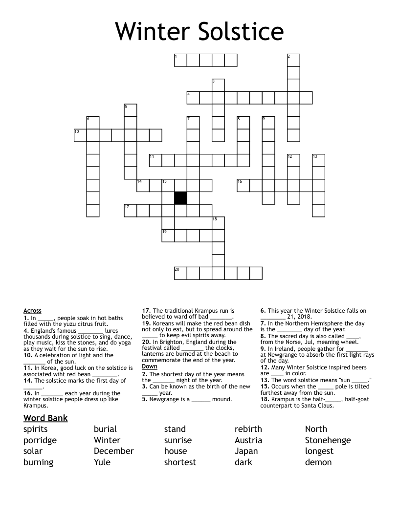 Winter Solstice Crossword