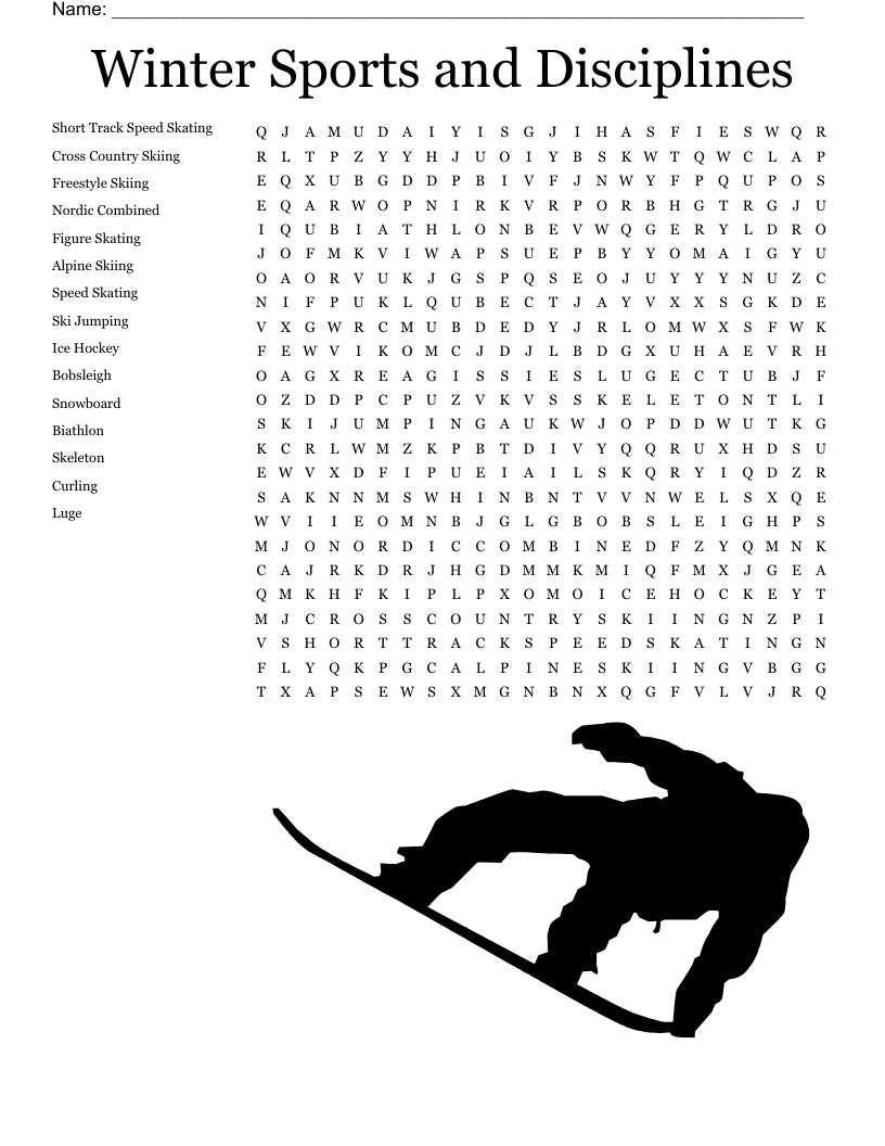 Winter Sports and Disciplines Word Search