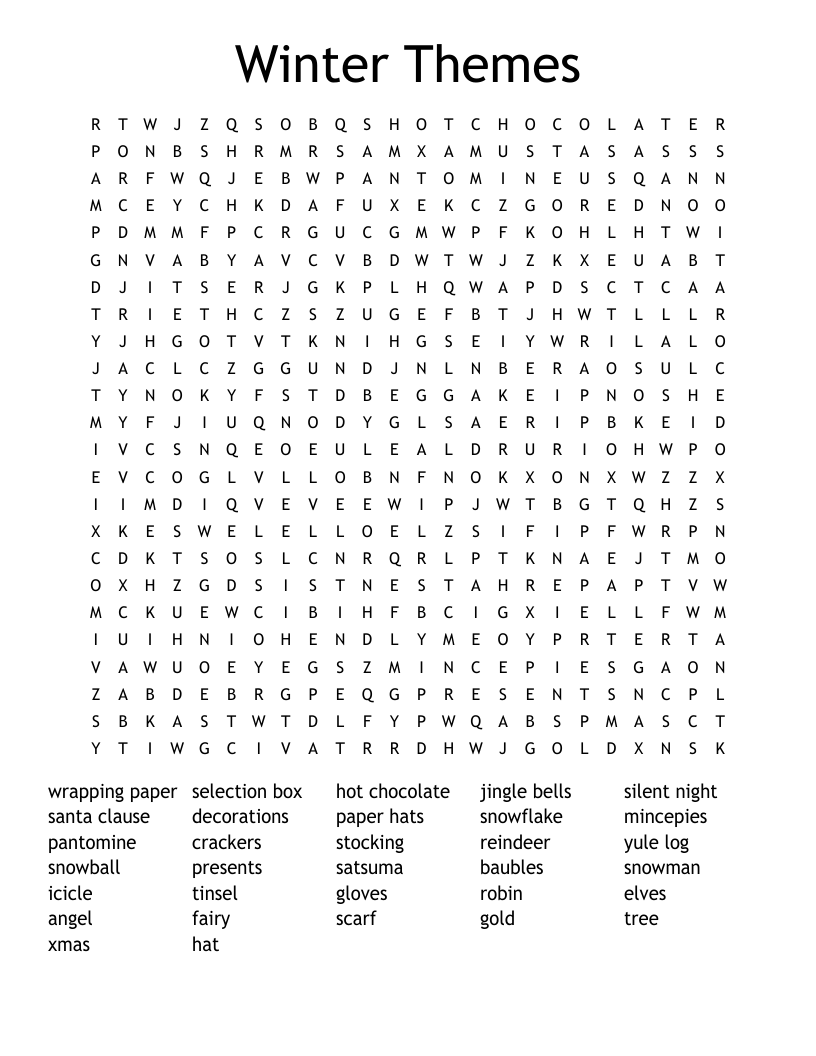 Winter Themes Word Search