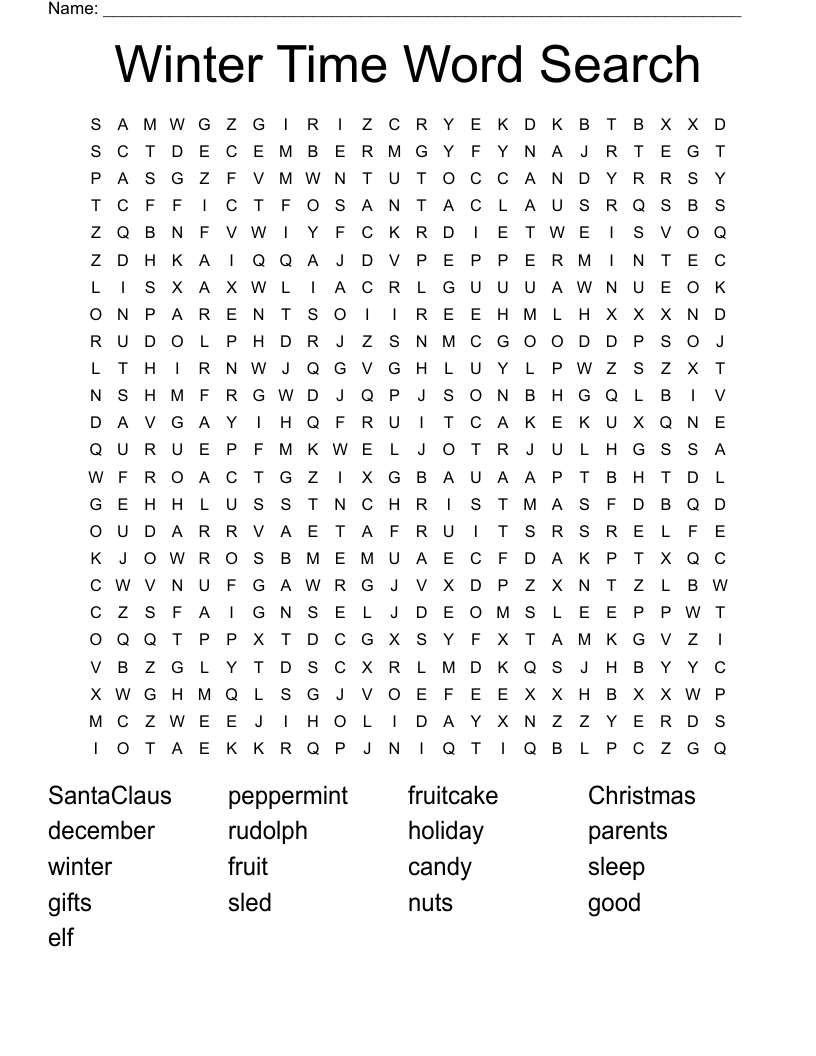 Winter Time Word Search