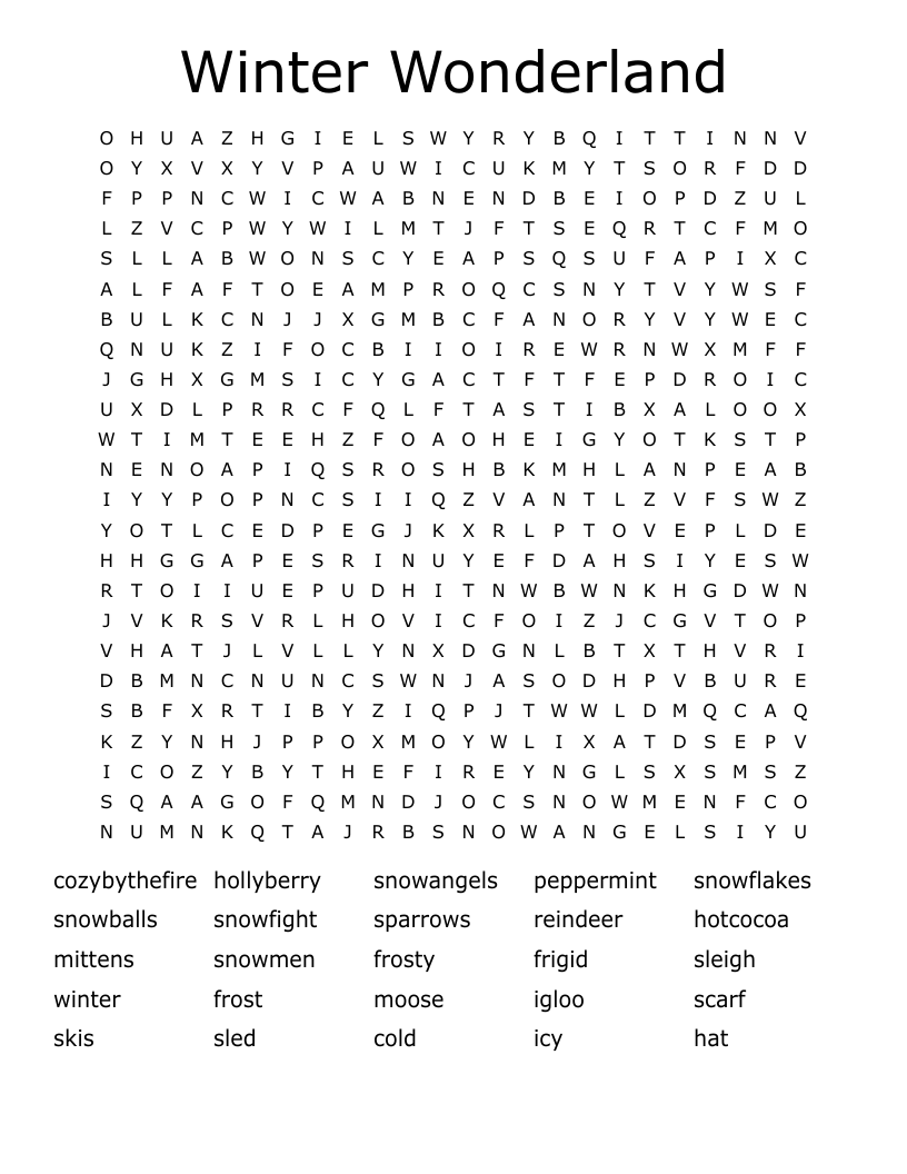 Winter Wonderland Word Search