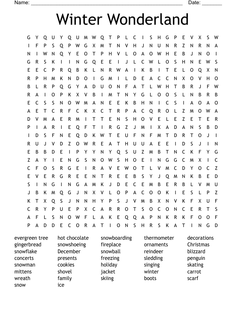 Winter Wonderland Word Search