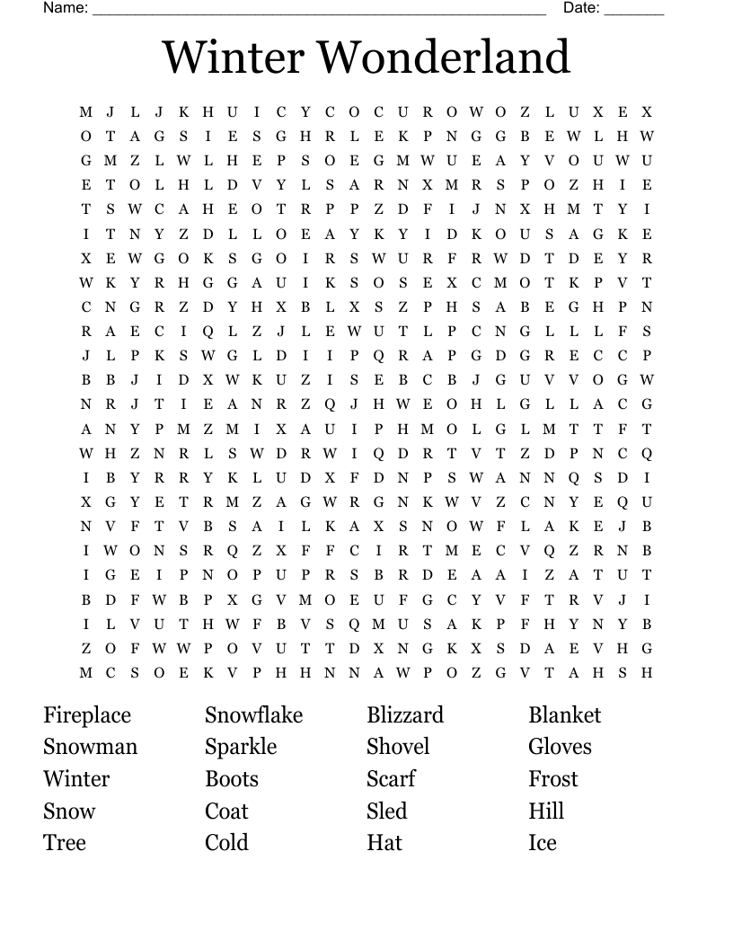 Winter Wonderland Word Search