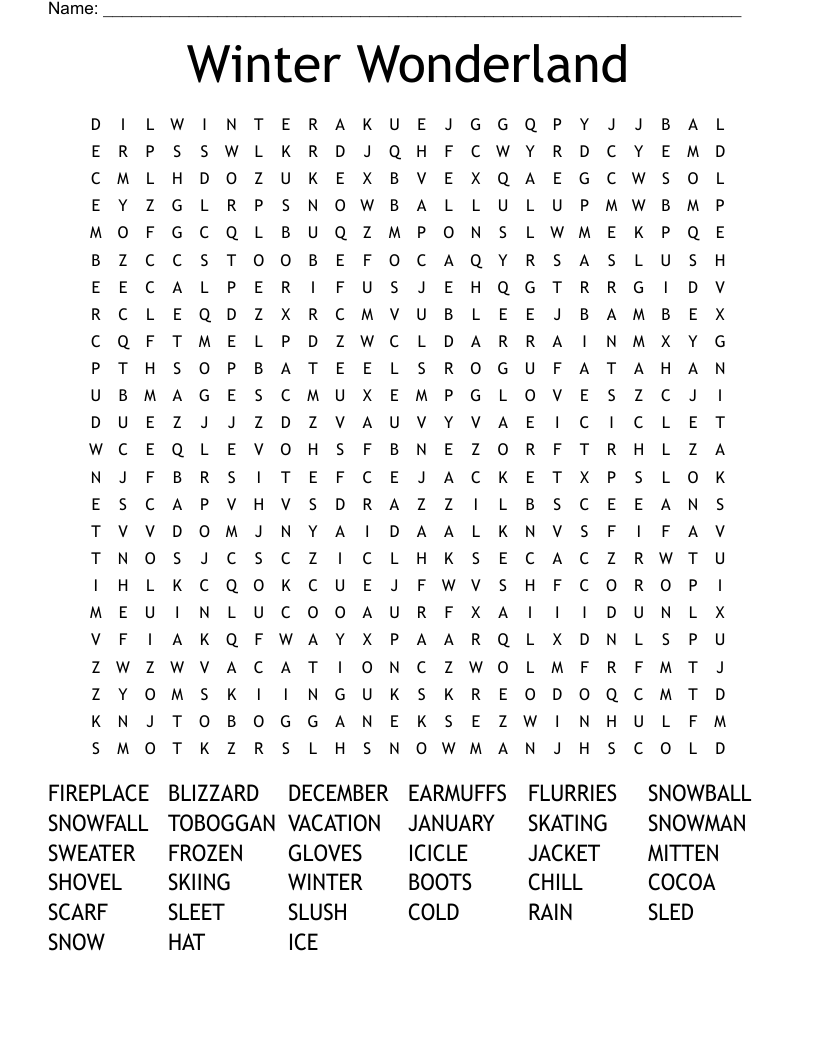 Winter Wonderland Word Search