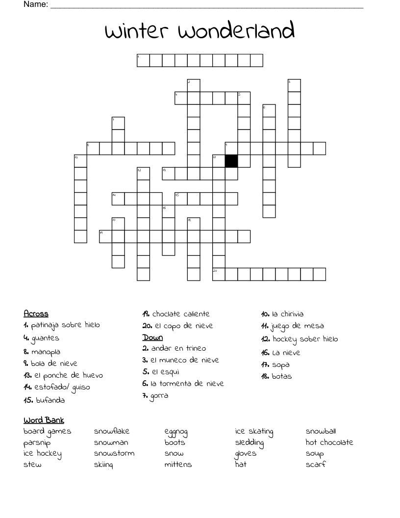 Winter Wonderland Crossword