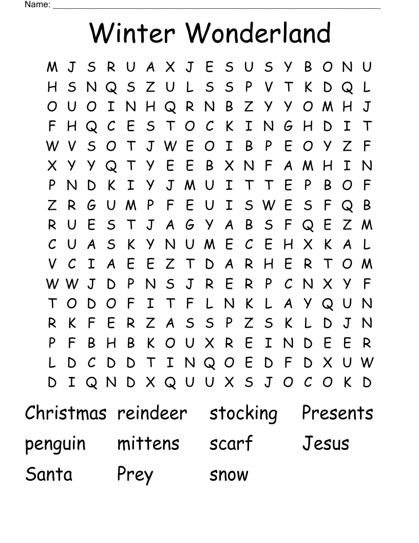 Winter Wonderland Word Search