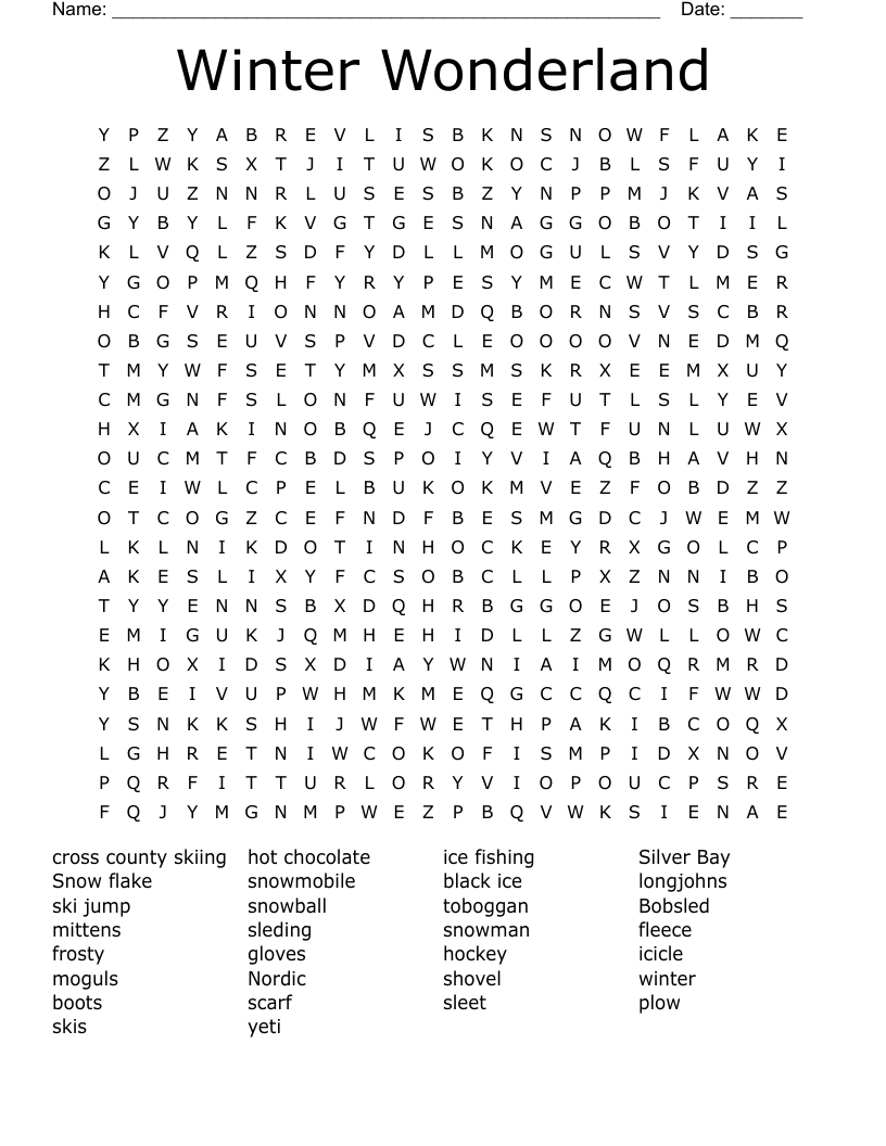 Winter Wonderland Word Search