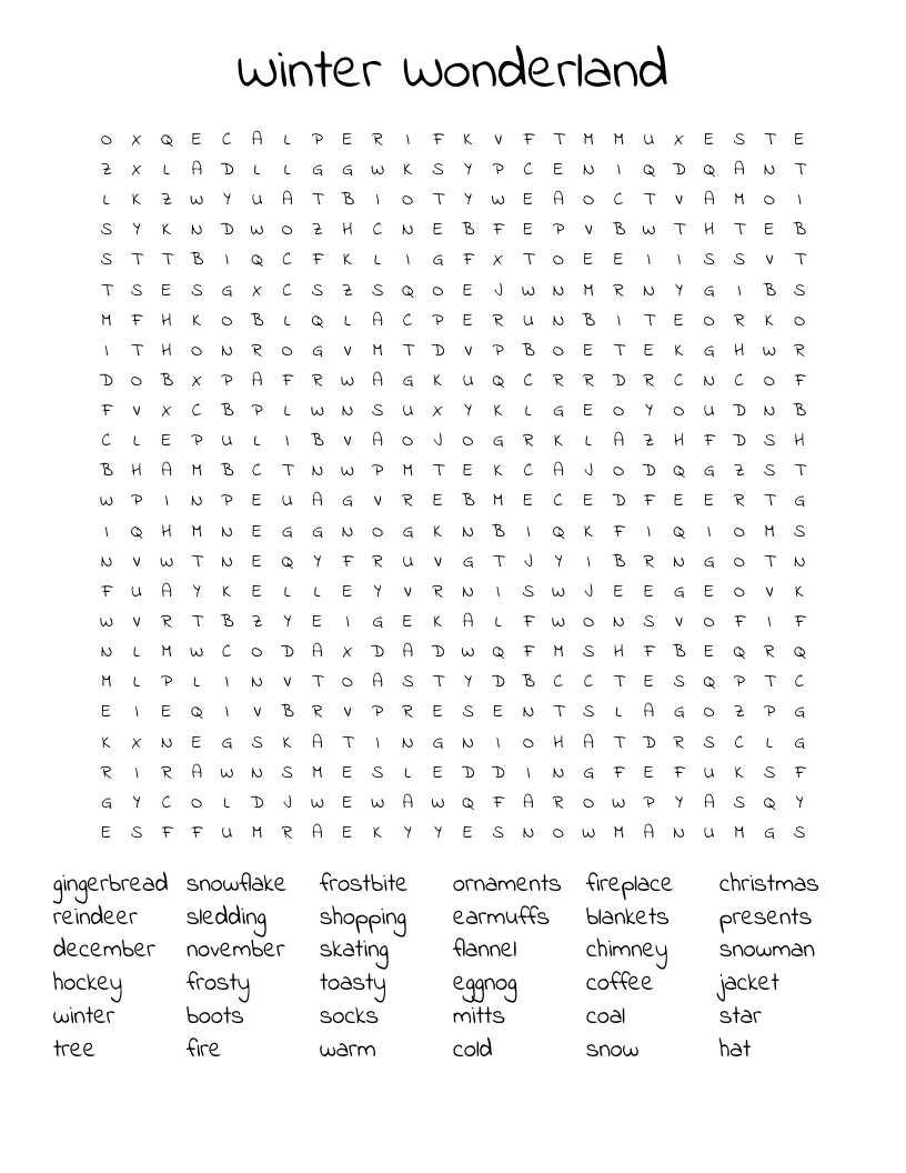 Winter Wonderland Word Search