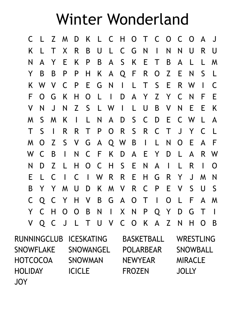 Winter Wonderland Word Search