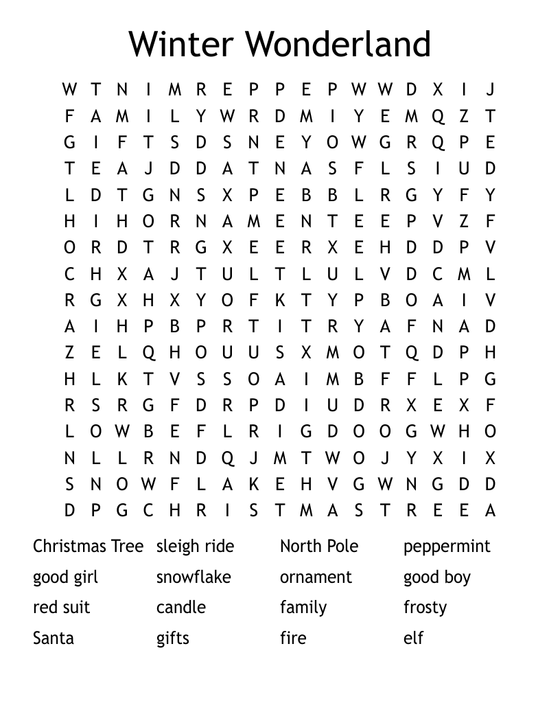 Winter Wonderland Word Search