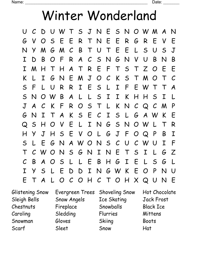 Winter Wonderland Word Search