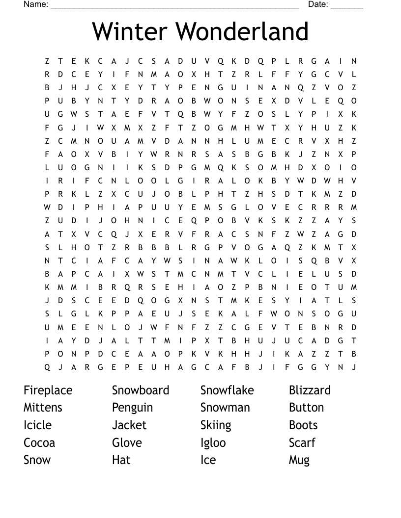 Winter Wonderland Word Search