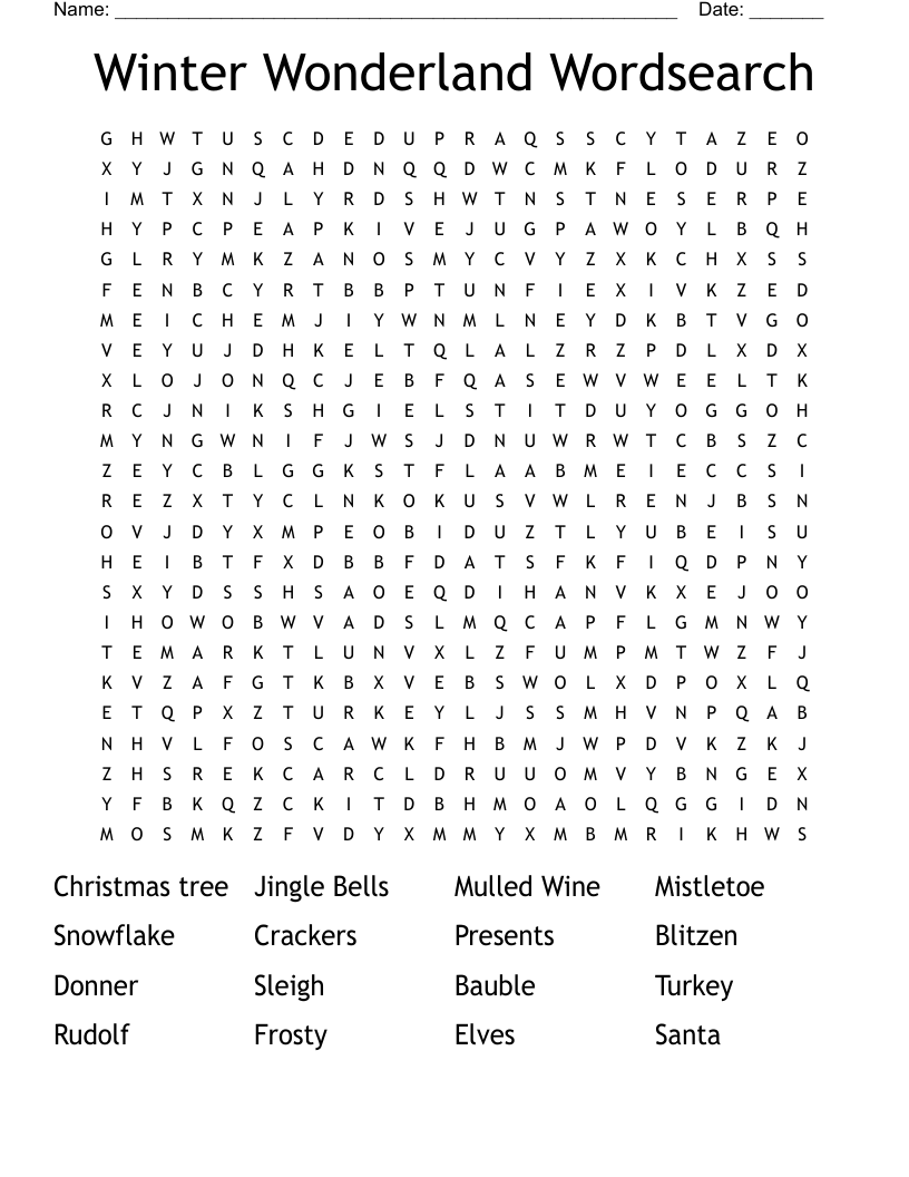 Winter Wonderland Wordsearch