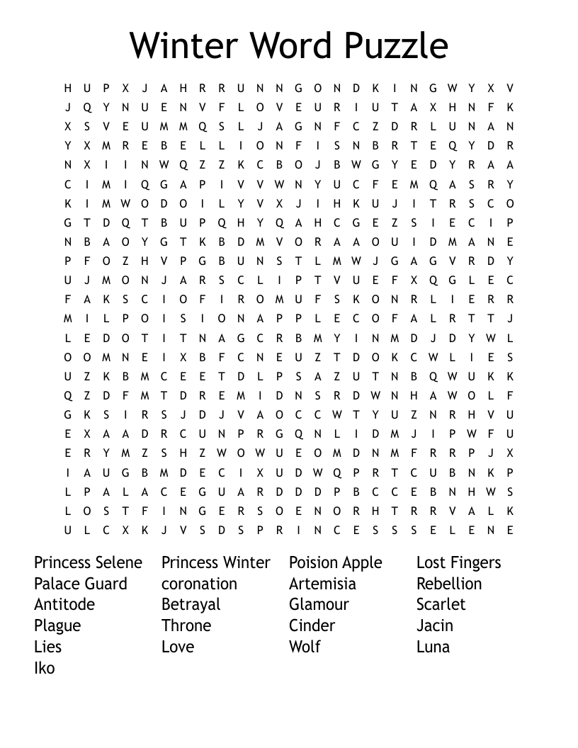 Winter Word Puzzle Word Search