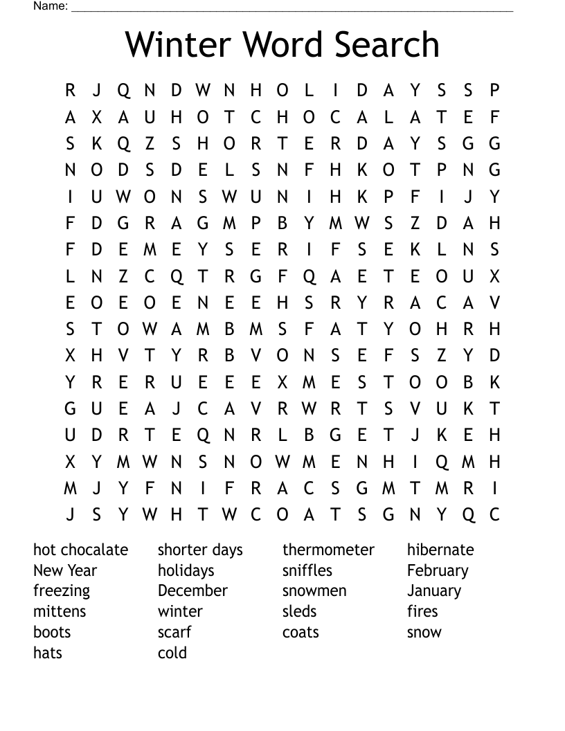 Winter Word Search