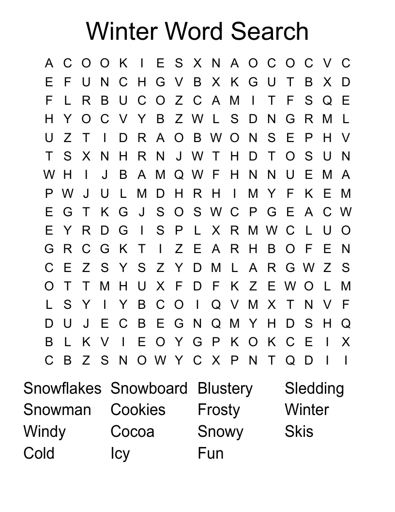Winter Word Search