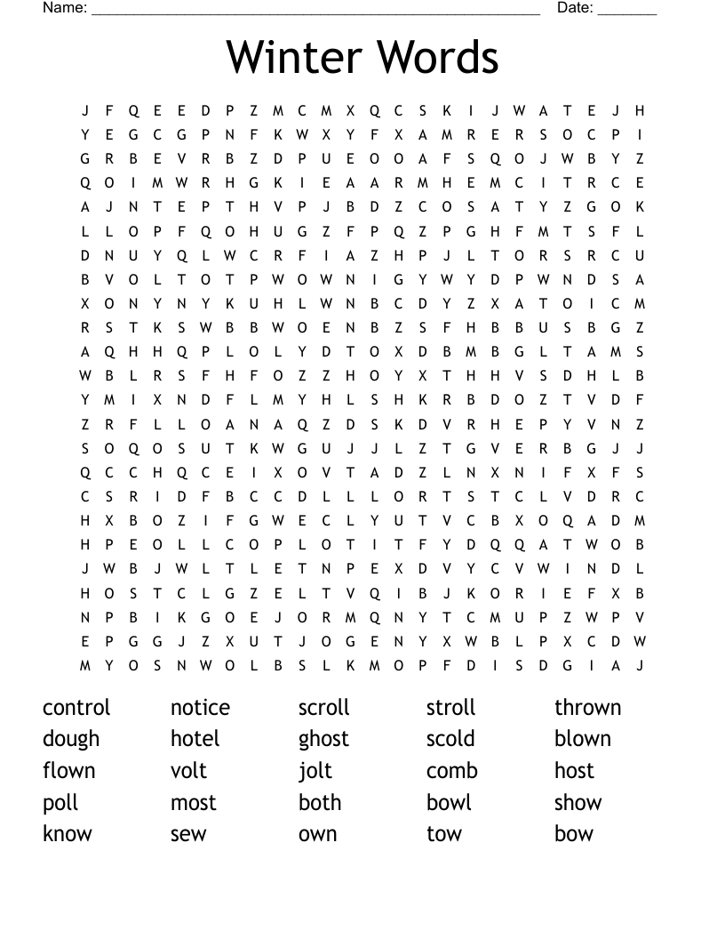 Winter Words Word Search