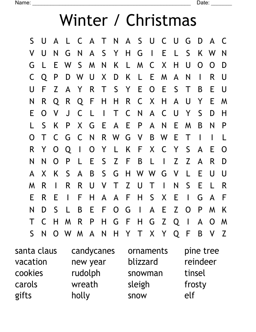 Winter / Christmas Word Search