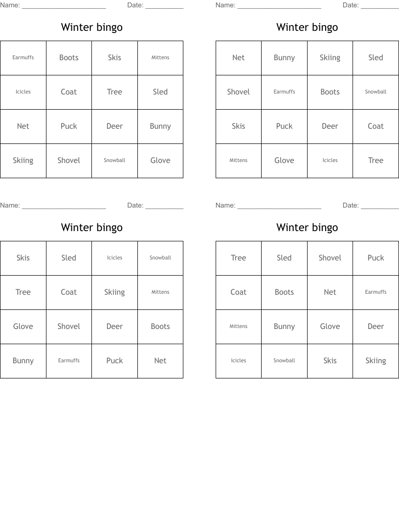 Winter bingo