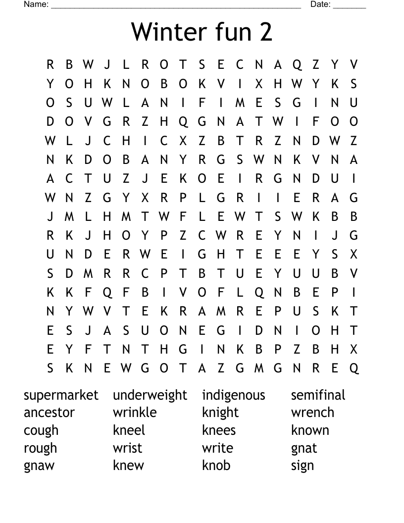 Winter fun 2 Word Search